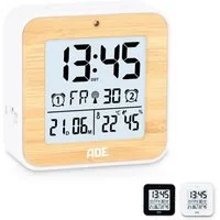 ADE Funkwecker Wecker digital funk mit Temperatur und Luftfeuchtigkeit Wecker mit Licht, 2 Weckzeiten & Schlummerfunktion, inkl. Batterien