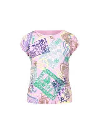 Marc Cain Collections - Baumwollstretch-Shirt mit Stamps-Print pink tulle - Gr. - 38