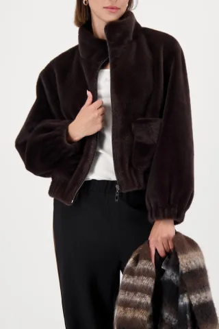 monari - Flauschige Jacke mit Taschen brownie - Gr. - 38