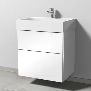 Sanipa 3way Waschtischunterbau zu Kaldewei Silenio Waschtisch mit 2 Auszügen, Weiß-Glanz BS45578