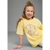 KIDSWORLD T-Shirt T-Shirt Peacezeichen-Druck lässige Passform, Kurzarm, mit Rundhalsausschnitt, aus Baumwolle