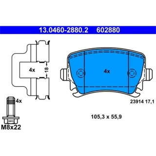 ATE Bremsbel?ge hinten Audi A3 A4 A6 Seat Skoda VW