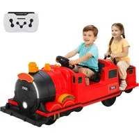 TLGREEN Elektro-Kinderauto Kinder Elektro Zug mit Fernbedienung, Großer Spielzug für 2 Kinder, Mit Anhänger und LED Licht