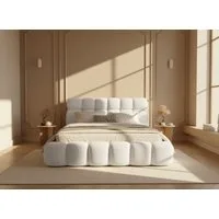 thematys Polsterbett mit Bettkasten, CLOUD 140x200 160x200 180x200 200x200cm (Kopfteil im Oversize-Look und Stauraum – weich, modern und pflegeleicht), hochwertiger Davis-Stoff in Grafit, Grau, Weiß, Beige und Kreme