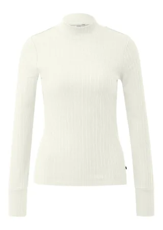 Q/S designed by - Schmales Langarmshirt mit Ribbstruktur weiß - Gr. - L