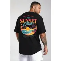 Banco T-Shirt Herren Sunset Club - Casual Printshirt Basic Rundhals Rundhalsausschnitt mit Nackenband – formstabil & bequem
