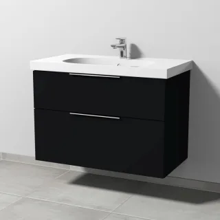 Sanipa 3way Waschtischunterbau zu Geberit Acanto Waschtisch mit 2 Auszügen, Schwarz-Matt UF41808