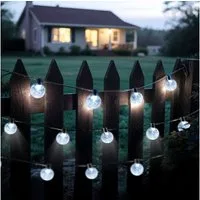 Salcar LED Solarleuchte LED Kugel-Lichterkette Außen Solar Gartenleuchte Weihnachtsdeko, 2-Leuchtmodi, 5m 20LED, Kaltweiß