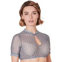 KRÜGER COLLECTION Dirndlbluse Dirndlbluse 'Bernarda' Kurzarm 216367, Hellblau