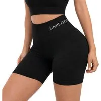 Smilodox Shorts Azura, Seamless Booty Scrunch Radlerhose mit Schriftzug Yoga & Gym Push Up High Waist Hotpants Blickdicht Shaped Fit Fitness Alltag