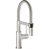 Villeroy & Boch Küchenarmatur Steel Expert Compact mit Brausekopf (schwenkbarer Auslauf, spritzarmes Arbeiten dank Laminarstrahl) Hochdruck-Armatur, Umschaltfunktion, wassersparend, Edelstahl massiv