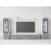 Home affaire Wohnwand VERA II, Vitrinen Türanschlag wechselbar, (Komplett-Set, 4-St), Mediawand 260 cm, Vitrine mit Verglasung, stehend und hängend