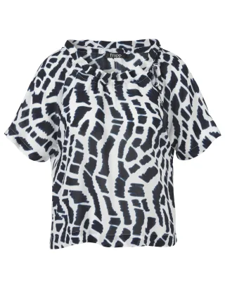 Frapp - Bluse Rundhals 1/2 Arm Druck navy multicolor - Gr. - 44