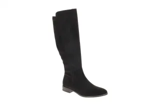 Paul Green Damenstiefel 8254-00 Schwarz Velourleder Stretch Schaft Blockabsatz