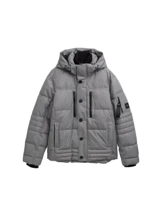 Tom Tailor - Puffer-Jacke mit abnehmbarer Kapuze mid grey melange structure - Gr. - XL