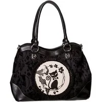 Banned Schultertasche Call Of The Phoenix Schwarz, Katze Gemme Samt Gothic
