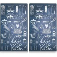 Zeller Present Schneide- und Abdeckplatte Lovely Kitchen, ESG-Sicherheitsglas, (Set, 2 tlg), 6 rutschfesten Elastikfüßen pro Platte