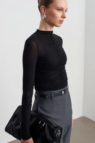 Slim Fit Langarm-Jerseybluse