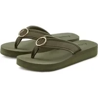 LASCANA Sandale, Badeschuh, Pantolette, Badelatsche, Flip Flop, Sommerschuh, Badezehentrenner Zehentrenner mit Ringapplikation "Italy" VEGAN
