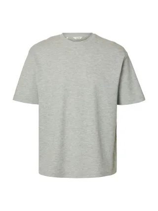 SELECTED MEN - SLMLOOSEOSCAR SS O-NECK TEE NOOS Light Grey Melange - Gr. - L