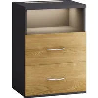 Casaria Nachttisch Jamie (1-St), mit Touch LED Beleuchtung 40x28x55cm Dimmbar Holz 2 Schubladen Bett