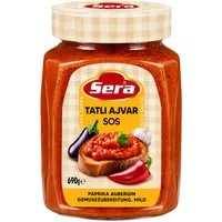SERA FOOD Saucen Sera Ajvar Mild Paprika Aubergine Aufstrich, 1 x, Vegan, vegetarisch, mild, streichfähig, servierfertig.
