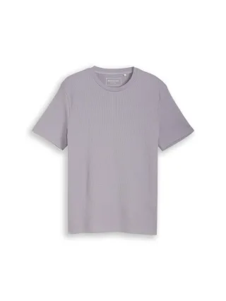 Denim Tom Tailor - T-Shirt mit Waffelstruktur soft lilac grey - Gr. - M