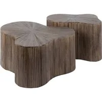 KAWOLA Couchtisch INKA (Set, 2-St), Teakholz braun Kleeblatt-Form