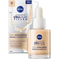 Nivea Foundation CELLULAR 3IN1 HYALURON SERUM FOUNDATION, mit natürlicher Deckkraft, für kleine Unebenheiten und Rötungen