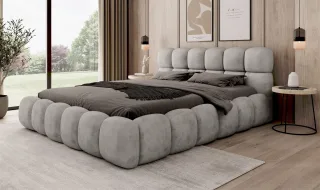 Polsterbett Bett AURELIA 140x200cm in Stoff Aprodite Grau