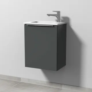 Sanipa 3way Waschtischunterbau zu Duravit ME by Starck Waschtisch mit 1 Tür, Anthrazit-Matt UM72022