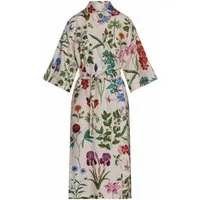Essenza Kimono Ilona Marigold, Langform, Baumwolle, Kimono-Kragen, Gürtel, aus Bio-Baumwolle mit wunderschönem Blumenprint
