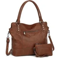 TAN.TOMI Handtasche Damen Schultertasche - Set Shopper Umhängetasche Henkeltasche, Mit abnehmbarem Schultergurt für Einkauf Reise Büro Schule