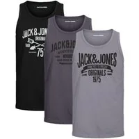 Jack & Jones Tanktop Bequemes Slimfit Shirt mit Printdruck (3er-Pack) mit Print