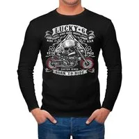 Neverless Longsleeve Herren Longsleeve Biker Lucky 6 Totenkopf Pik Motorrad Shopper USA Live to Ride Langarmshirt Neverless® mit Print