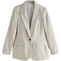 Next Jackenblazer Einreihiger Fischgrät-Blazer mit Leinen (1-tlg)