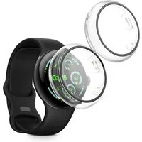 kwmobile Smartwatch-Hülle 2x Glas Hülle für Google Pixel Watch 3 45mm, Schutzhülle Fullbody Fitnesstracker Case Set aus Glas