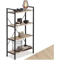 tectake Bücherregal Standregal, inklusive Kippschutz, 67,5 x 31,5 x 121,5 cm, Holzregal Leeds 1-tlg., mit 4 Ebenen, mit höhenverstellbaren Kunststofffüßen