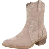 Ital-Design Damen Cowboyboots Western Westernstiefelette (88817500) Blockabsatz Stiefeletten in Hellbraun