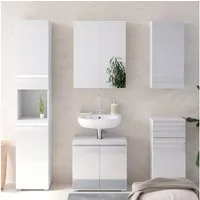 Vicco Badmöbel-Set Fredd, Weiß Hochglanz, 5 Teile, (5-er Set, 5-St., 5er Set)