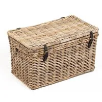 LebensWohnArt Truhe Rattan Truhe RESSY Grey ca. L80cm Couchtisch