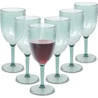 Spetebo Weinglas Mehrweg 350 ml transparent grün 6er Set, Kunststoff, Camping Weinkelch wiederverwendbar