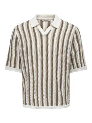 ONLY&SONS - ONSTHUE RLX SS RESORT KNIT Cloud Dancer - Gr. - XL