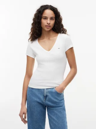 Tommy Jeans (PVH Group) - TJW SLIM ESSENTIAL RIB V SS White - Gr. - S