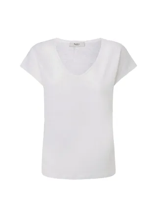pepe jeans london - T-Shirt Leinen Relaxed Fit weiß - Gr. - M