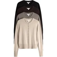 The Set Strickjacke The Set 4 x Feinstrick-Cardigans mit Knopfleiste (4-tlg)