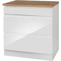 KOCHSTATION Kochfeldumbauschrank KS-Virginia,neu in verbesserter Ausführung (Stauraum, Softclose) Breite 80 cm, Höhe 86 cm, Softclose-Auszüge