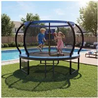 HOMALL Gartentrampolin Basketballkorb-Trampoline, Outdoor-Trampoline, Kindertrampoline, Ø 228 cm, (228/305/366/427 cm, komplett mit Basketball, Pumpe, Sicherheitsnetz, Leiter und 360°-Geländer, maximale Belastbarkeit 150 kg)