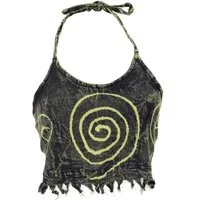 Guru-Shop T-Shirt Goa Top, Psytrance Neckholder Bandeau Batik Top.. Festival, Ethno Style, alternative Bekleidung