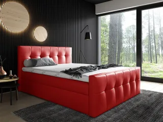 Boxspringbett Schlafzimmerbett OWEN 180x200cm Kunstleder Rot